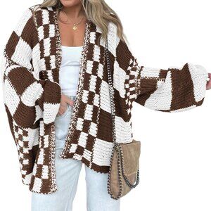 Casual Cardigan Sweater for Women Fall 2025 Long Sleeve Open Front Chunky Knit S